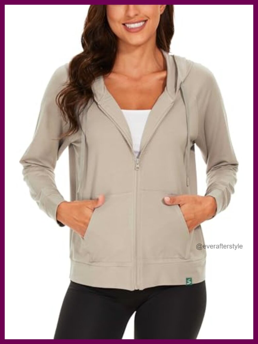 Women's Bamboo Viscose Full Zip Lightweight Terry Hoodie Relaxed Fit